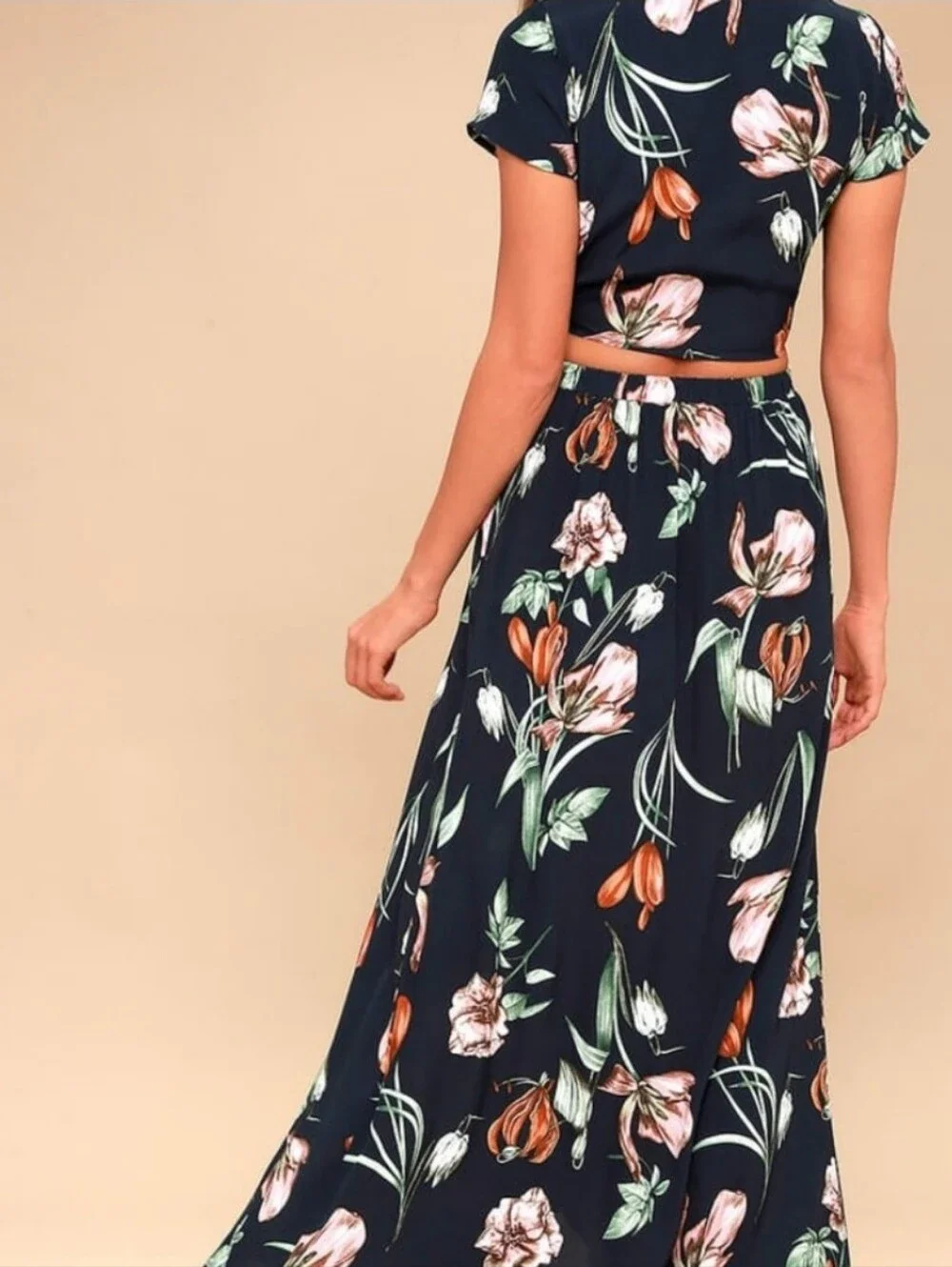 💙 LULU'S Magdalena 2 Piece Set Maxi Skirt & Top